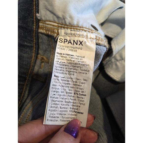 Spanx Flare Jeans in Authentic Blue Classic Pull-on Styling, Pockets Preppy | M - Picture 9 of 11